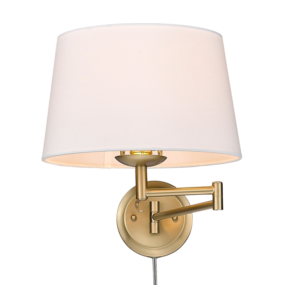 Wry Lighting Eleanor 1-light Swing Arm Wall Lamp in Brushed Champagne Brass